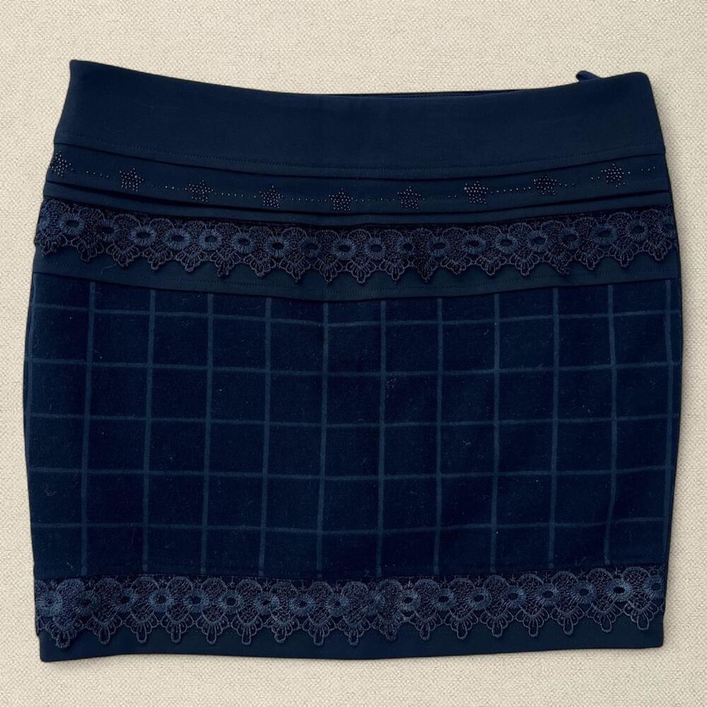 Korean Black Mini Skirt Multi Textured 32"